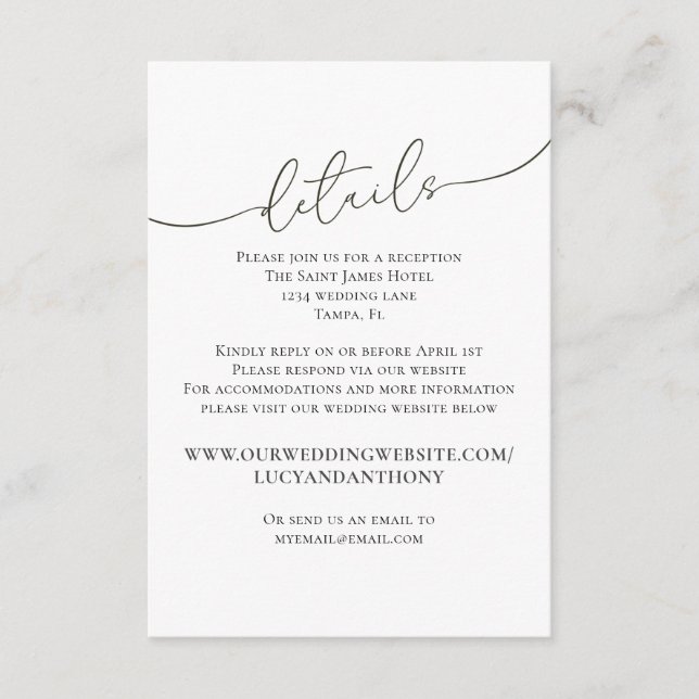 Minimalist Simple Wedding Details Website Template (Front)