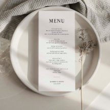 Minimalist Simple Wedding Menu Card