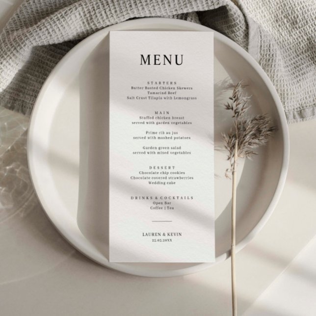 Minimalist Simple Wedding Menu Card (Creator Uploaded)