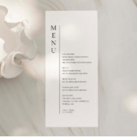 Minimalist Simple Wedding Menu Card