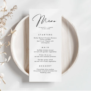 Minimalist Simple Wedding Menu Card
