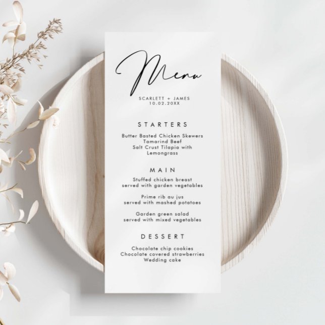 Minimalist Simple Wedding Menu Card (Creator Uploaded)