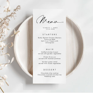 Minimalist Simple Wedding Menu Card
