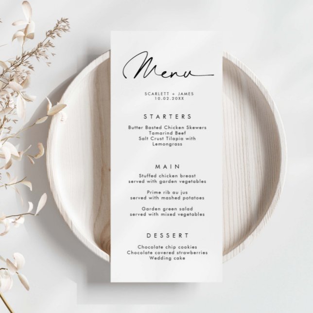 Minimalist Simple Wedding Menu Card (Creator Uploaded)