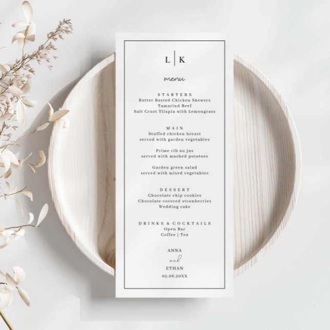 Minimalist Simple Wedding Menu Card (Creator Uploaded)