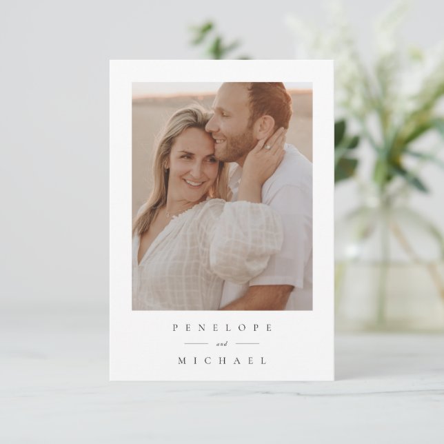 Minimalist Simple Wedding Photo Thank You Card (Standing Front)