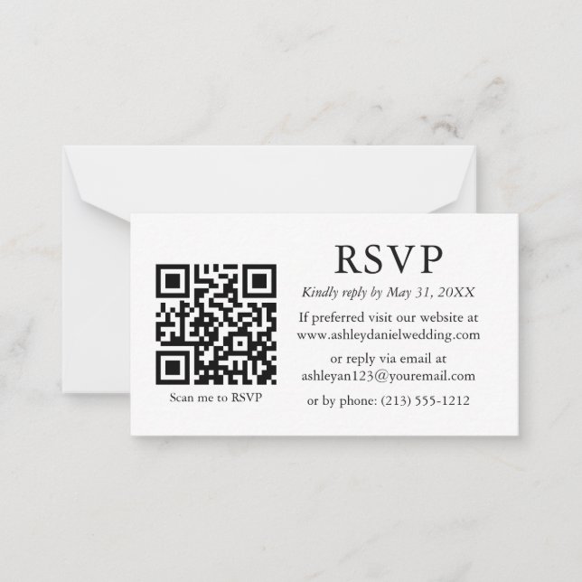 Minimalist Simple Wedding QR RSVP Enclosure Card (Front)