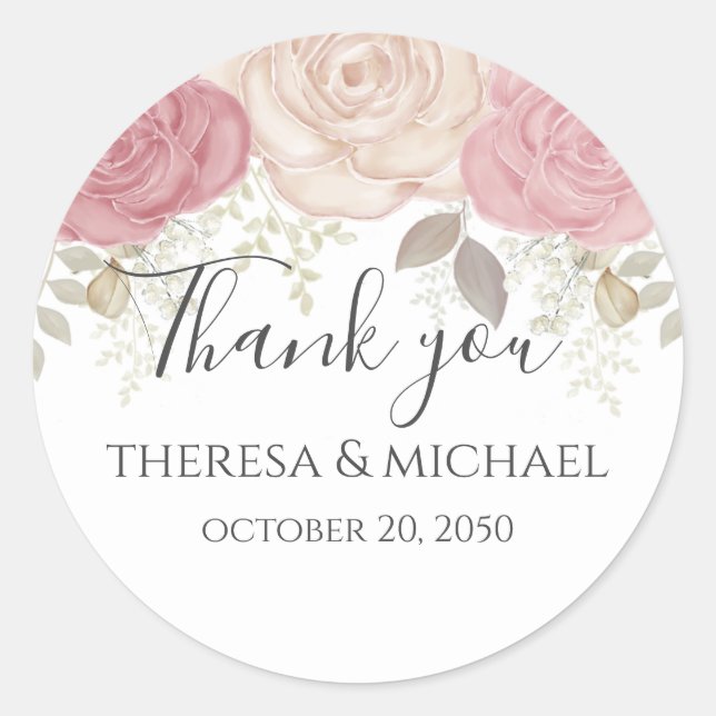 Minimalist Simple Wedding Thank You Template Class Classic Round Sticker (Front)