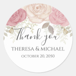 Minimalist Simple Wedding Thank You Template Class Classic Round Sticker