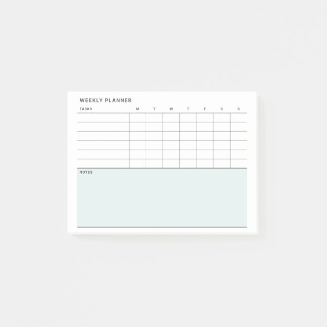 Minimalist Simple Weekly Planner Calendar Post-it Notes (Front)