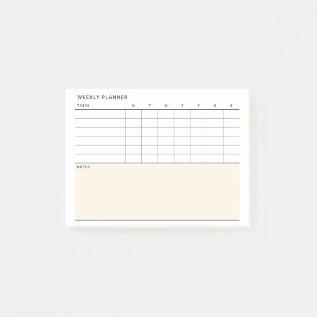 Minimalist Simple Weekly Planner Calendar Post-it Notes (Front)