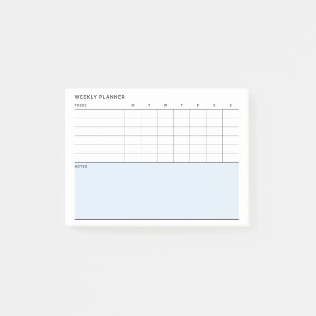 Minimalist Simple Weekly Planner Calendar Post-it Notes (Front)