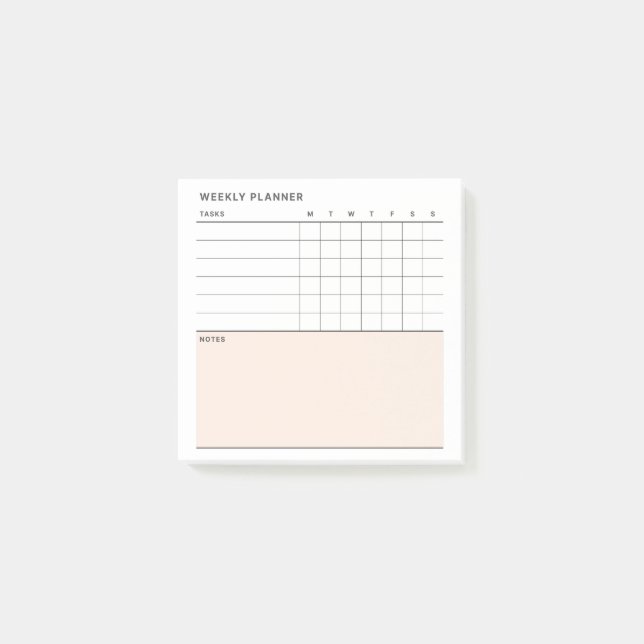 Minimalist Simple Weekly Planner Calendar Post-it Notes (Front)