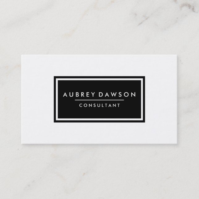Minimalist Simple White and Black Business Card (Front)