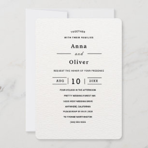 Minimalist simple white customizable wedding invitation