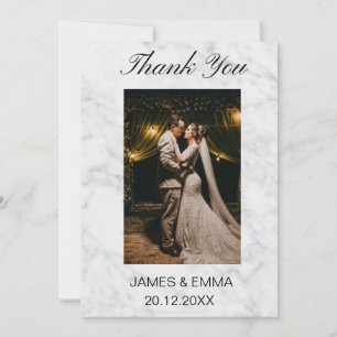 Minimalist Simple White Marble wedding photo Thank You Card