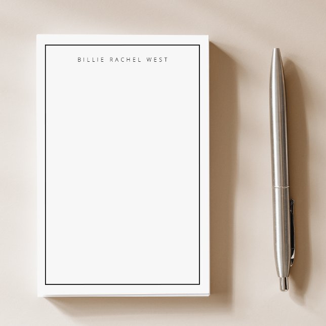 Minimalist Simple White Modern Border Monogram Post-it Notes (Creator Uploaded)