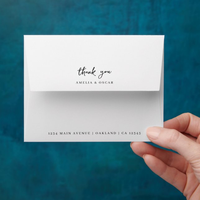 Minimalist Simple White Thank You Wedding Envelope (Hand)