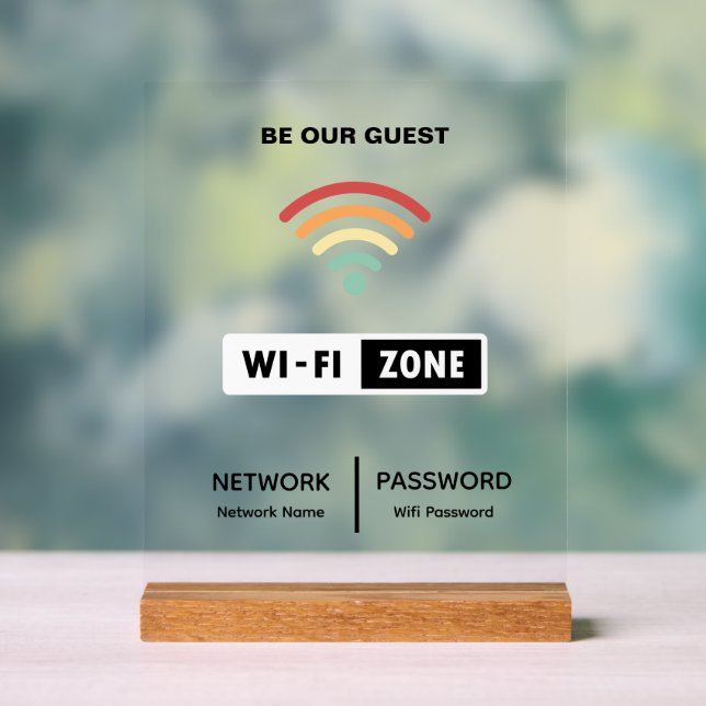 Minimalist Simple Wifi Password  Acrylic Sign (Neutral)