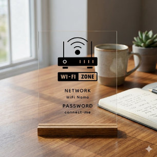 Minimalist Simple Wifi Zone Password  Acrylic Sign
