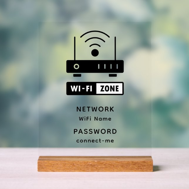Minimalist Simple Wifi Zone Password  Acrylic Sign (Neutral)