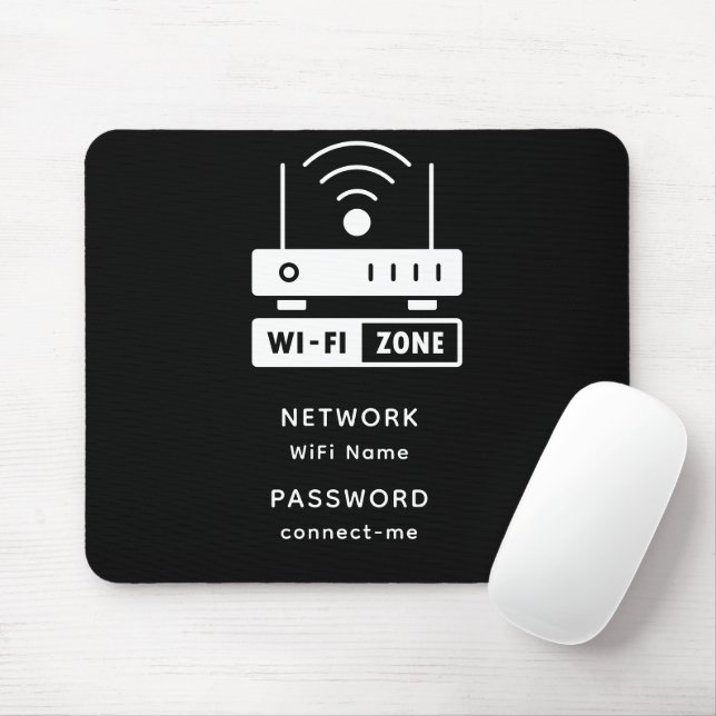 Minimalist Simple Wifi Zone Password  Mouse Mat (With Mouse)