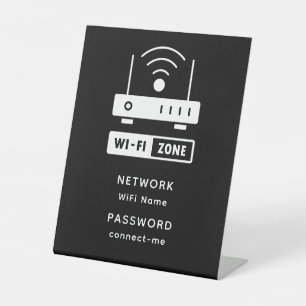 Minimalist Simple Wifi Zone Password Pedestal Sign