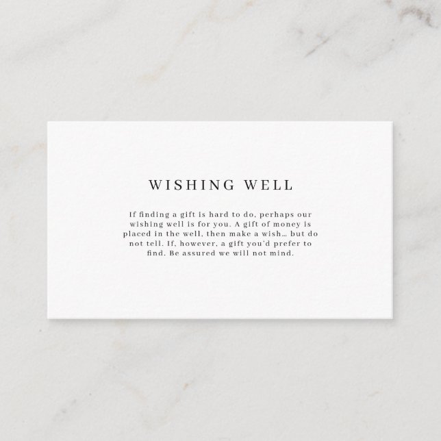 Minimalist Simple Wishing Well Enclosure Card (Front)