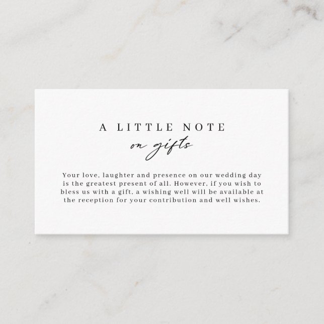 Minimalist Simple Wishing Well Note on gifts Enclosure Card (Front)