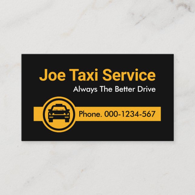 Minimalist Simple Yellow Taxi Tab Business Card (Front)