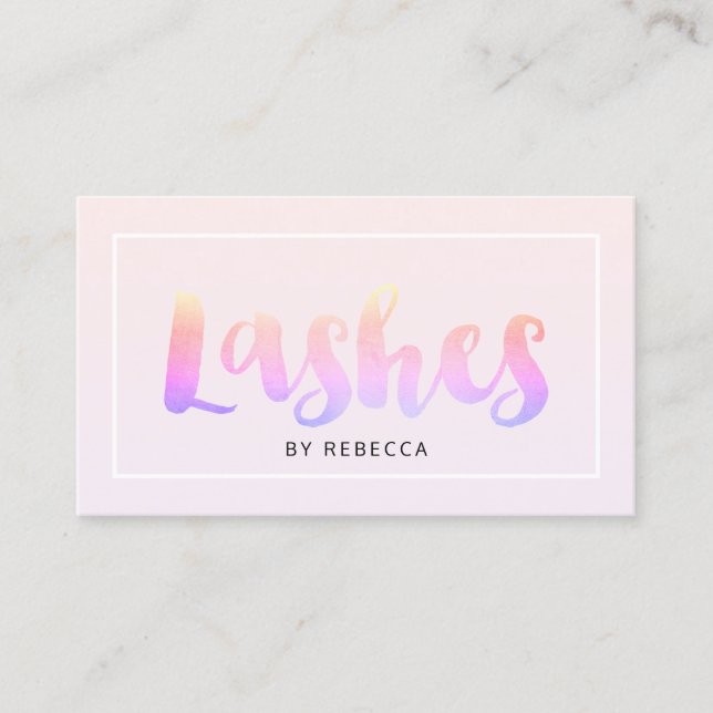 Minimalist Simply Pink Rainbow Lashes Text Business Card (Front)