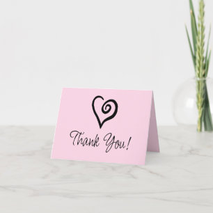 Minimalist Single Heart Spiral on Pastel Pink Thank You Card