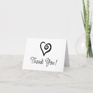 Minimalist Single Heart Spiral on White Thank You Card