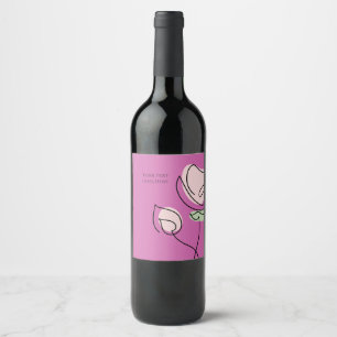 Minimalist Single Line Art Botanical Customisable  Wine Label