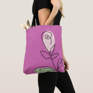 Minimalist Single Line Art Rose Tote Bag