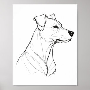 Minimalist Single-line Drawing Of A Dog Sticker  Poster