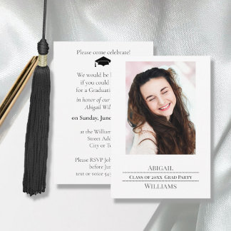Minimalist Single Photo Grad Party  Enclosure Card