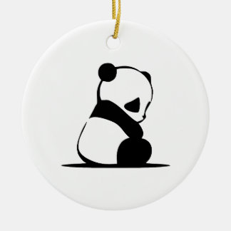 Minimalist Sitting Panda Silhouette Ceramic Tree Decoration