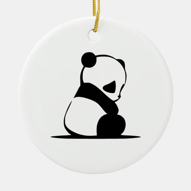 Minimalist Sitting Panda Silhouette Ceramic Tree Decoration (Front)