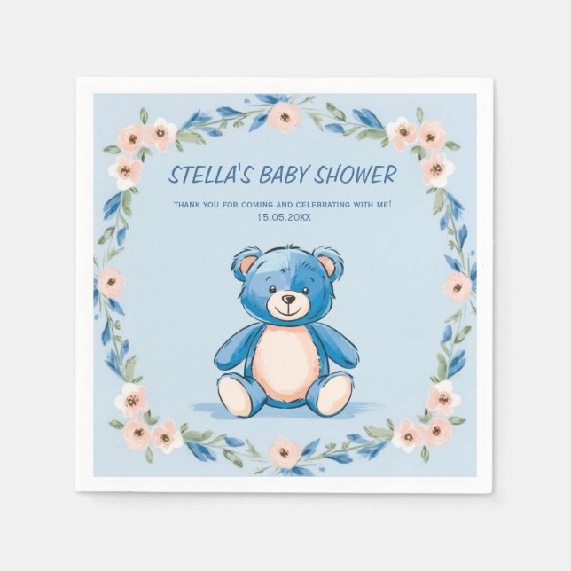 Minimalist sitting teddy bear napkin (Front)