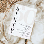 Minimalist Sixty 60th Birthday Party Invitation<br><div class="desc">This minimalist typography 60th birthday party invitation is perfect for a modern birthday party. The simple design features classic minimalist black and white typography with a modern feel. Customisable in any colour. Keep the design minimal and elegant, as is, or personalise it by adding your own graphics and artwork. For...</div>