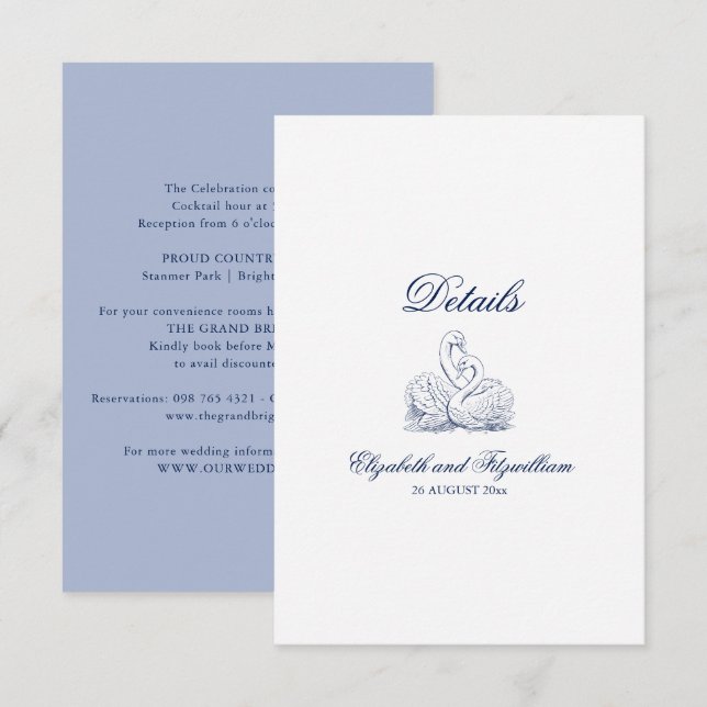 Minimalist Sketch Bridal Bouquet Wedding Details  Enclosure Card (Front/Back)