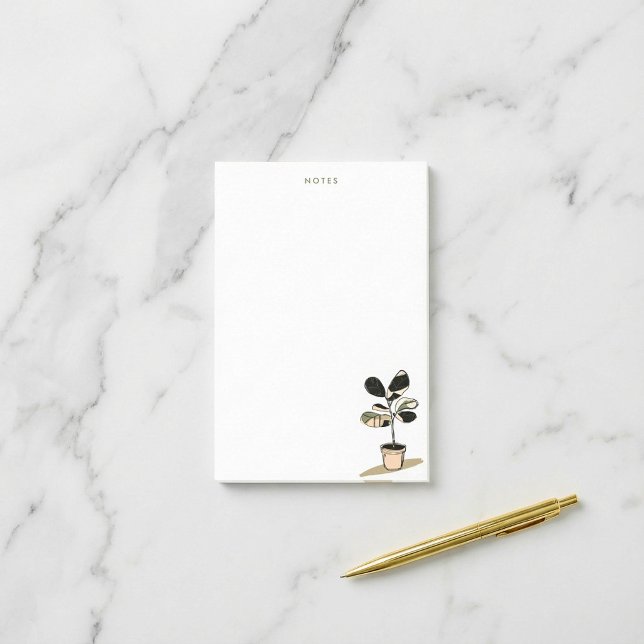 Minimalist Sketch Rubber Plant Post-it Notes (Minimalist Sketch Rubber Plant Post-it Notes)