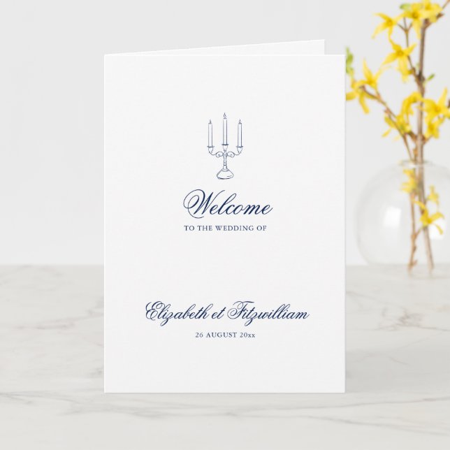 Minimalist Sketch Wedding Candles Booklet/Program Card (Yellow Flower)