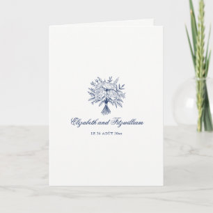 Minimalist Sketched Bridal Bouquet Folded Wedding Invitation