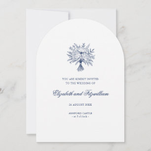 Minimalist Sketched Bridal Bouquet Wedding Invitation