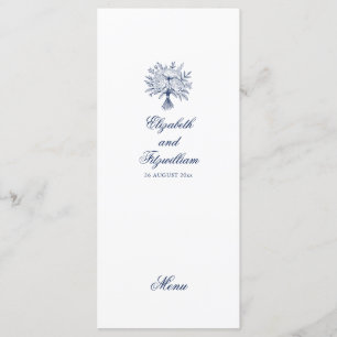 Minimalist Sketched Bridal Bouquet Wedding Menu