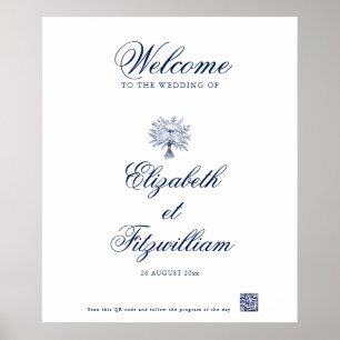 Minimalist Sketched Bridal Bouquet Welcome Poster