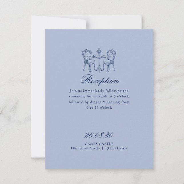 Minimalist Sketched Dinner Night Reception  Invitation (Front)