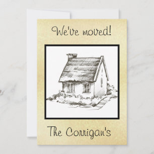 Minimalist Sketched House Moving Announcement